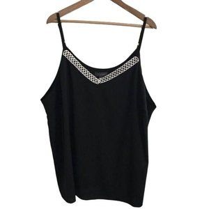 The Limited Black Camisole Dress Tank White Embroidery Sleeveless Size 2X NWT